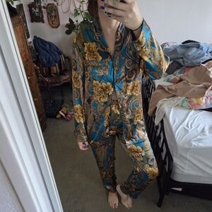 Delicates Blue and Gold Satin Sleepwear